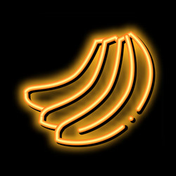 Bunch bananas neon glow icon vector