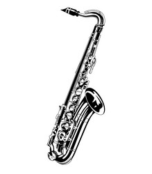 Detailed Saxophone Silhouette Vector Image