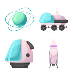 isolated object of mars and space icon set vector image