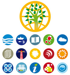 set nature and environmental icons open spaces vector image