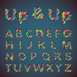 Up colorful font set with shadows 3d effect vector