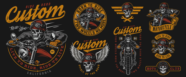 Vintage Motorcycle Emblems & Motifs Vector Image
