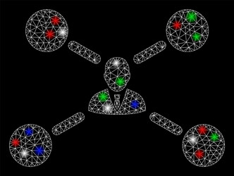 bright mesh wire frame user links with flare spots vector image