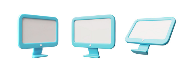 computer monitor with empty white screen 3d vector image