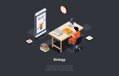 Concept of biology and science scientist man make vector