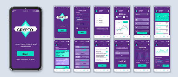 cryptocurrency ui smartphone interface vector