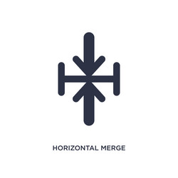 horizontal merge icon on white background simple vector