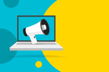 megaphone on laptop notebook computer screen vector image
