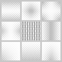 Monochrome curved shape pattern background set vector