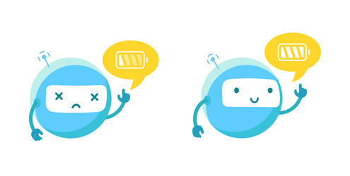 round robot with a the battery has run out full vector image