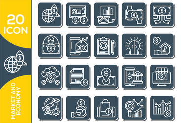 Simple set of financial analytics related line vector