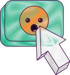 arrow cursor with emoticon surprise button icon vector image