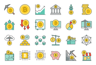 Cryptocurrency Icon Set - Finance & Blockchain vector image