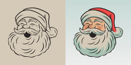 Cute Funny Smiling Peeking Santa Claus Head Vector Image Cute Funny Smiling Peeking Santa Claus Head Vector Image