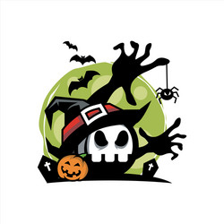 Halloween Skull Logo - Spooky Theme Vector Image