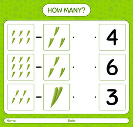 how many counting game with okra worksheet vector image