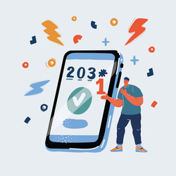 man stand with smartphone vector image