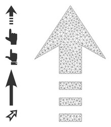 Polygonal mesh send up icon with simple symbols vector