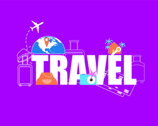 Summer vacation travel flight flat concept vector