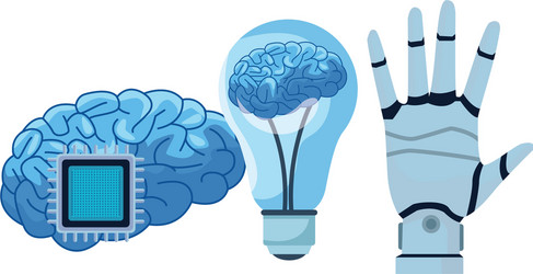 brain into a light bulb and microchip vector image