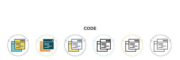 code icon in filled thin line outline and stroke vector image