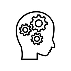 head with setting line icon management symbol vector image