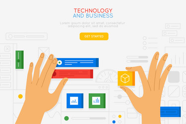 in simple flat style with hands and abstract user vector image