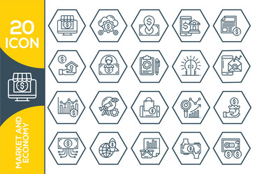 simple set of financial analytics related line vector image