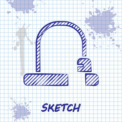 Sketch line bicycle lock u shaped industrial icon vector