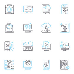 tech devices linear icons set smartph tablet vector image