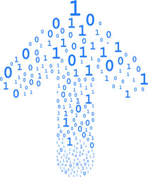 up directed arrow shape with binary digits vector image