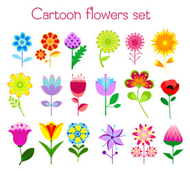 Colorful Cartoon Flowers Set vector