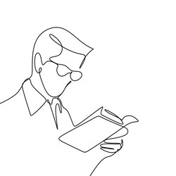 continuous line drawing of someone reading a book vector image