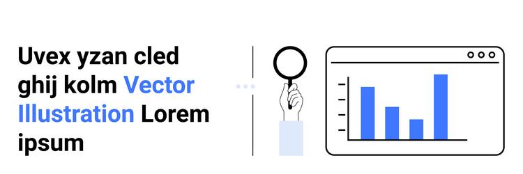 data analysis with magnifying glass and bar chart vector image