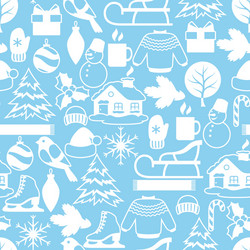 seamless pattern with winter objects merry vector