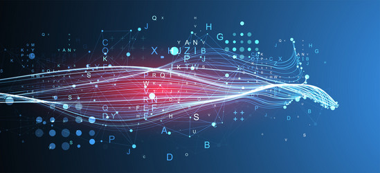 abstract flowing wave lines with letters vector image