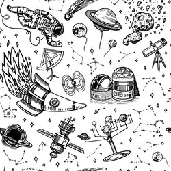 Space sketch seamless pattern Royalty Free Vector Image