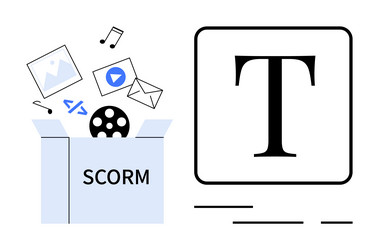 digital content elements emerging from scorm vector image