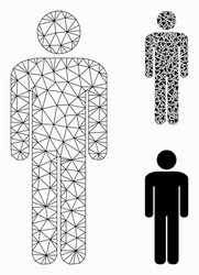 man mesh 2d model and triangle mosaic icon vector image
