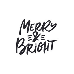 Merry & Bright Christmas Lettering Vector Image