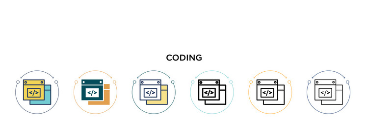 coding icon in filled thin line outline vector image
