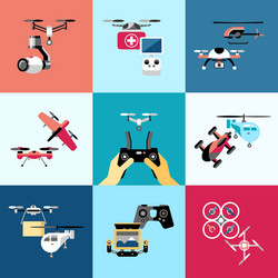 digital flying drone objects color vector image