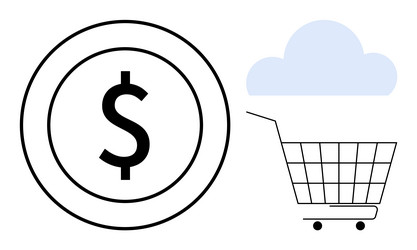 digital shopping concept with cart coin vector image