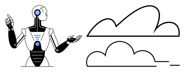 futuristic ai robot interacting with cloud vector image