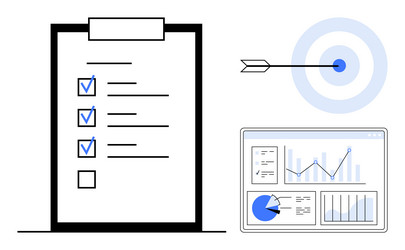 goal setting with checklist data analytics vector image