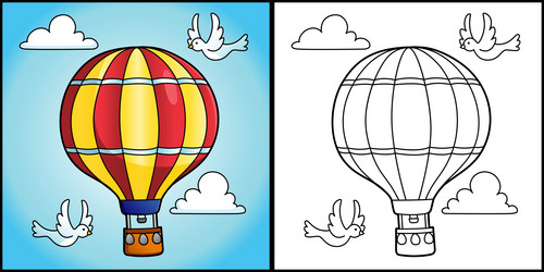 Hot Air Balloon Coloring Page Vector Images (over 250)