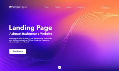 Landing page abstract background website template vector