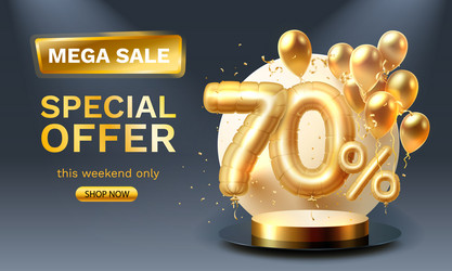 Special offer sale 70 balloon mega golden vector