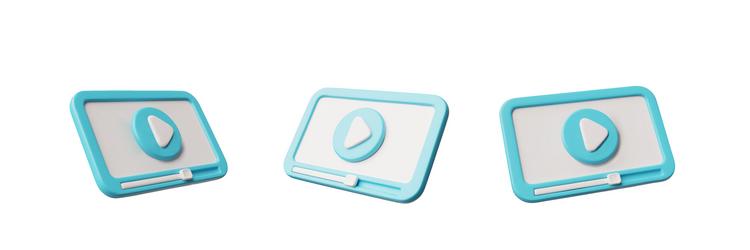 tablet computer with video player 3d icons vector image