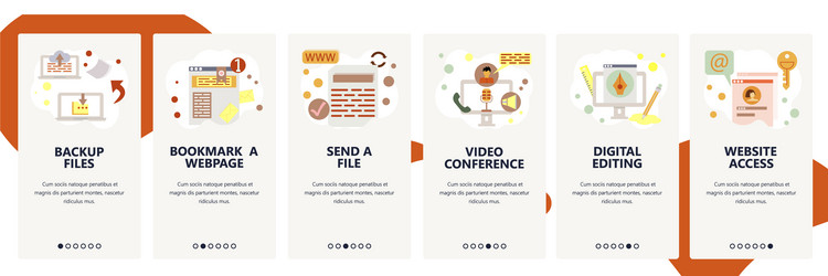 web site onboarding screens internet and computer vector image